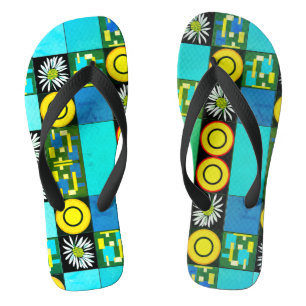 Mazipoodles Patchwork Quilt 5 Turquoise Flip Flops