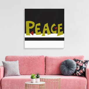MAZIPOODLES Peace Olive Green Canvas Print