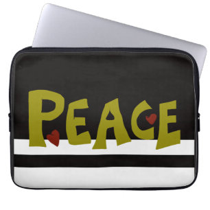 MAZIPOODLES Peace Olive Green Laptop Sleeve