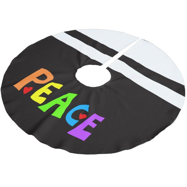 MAZIPOODLES Peace Rainbow Brushed Polyester Tree Skirt (Angled)