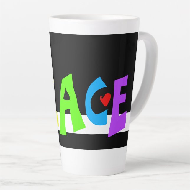 MAZIPOODLES Peace Rainbow Latte Mug (Right Angle)