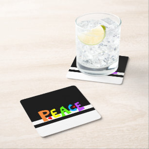 MAZIPOODLES Peace Rainbow Square Paper Coaster