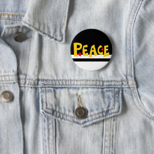 MAZIPOODLES Peace Yellow  6 Cm Round Badge