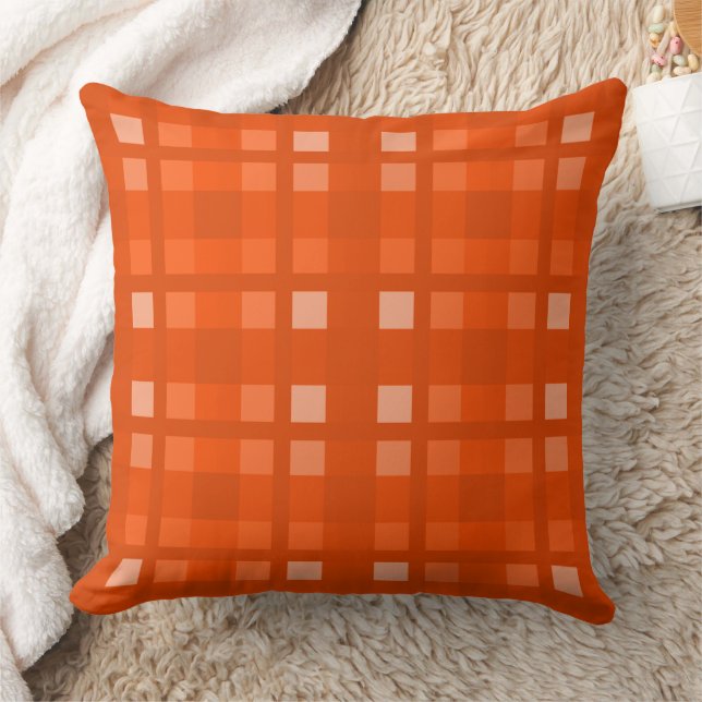 Mazipoodles Pixel Plaid New - Burnt Orange  Cushion (Blanket)