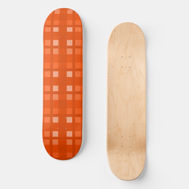 Mazipoodles Pixel Plaid New - Burnt Orange  Skateboard (Front)