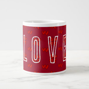 Mazipoodles Red Hearts On Red Love Large Coffee Mug