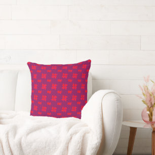 Mazipoodles Scarlet Hearts On Magenta Cushion