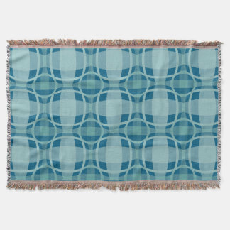 Mazipoodles Square Circle Plaid Baby Blue Throw Blanket