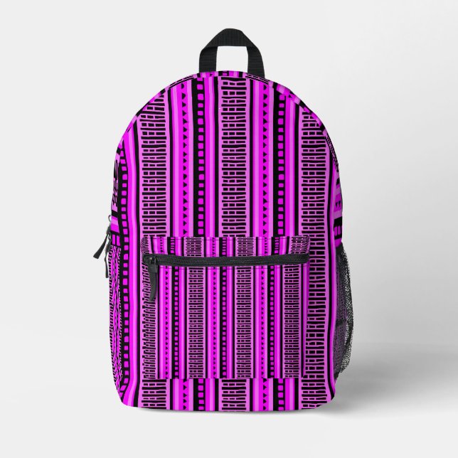 MAZIPOODLES Striped Ribbed Knitting Pattern 001 B  Printed Backpack (Front)