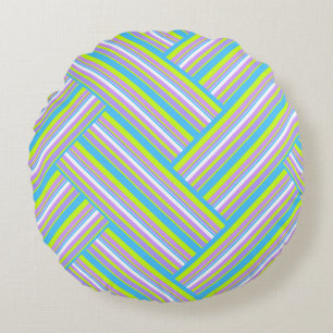 MAZIPOODLES Stripes Spaghetti 54 Herringbone Round Cushion