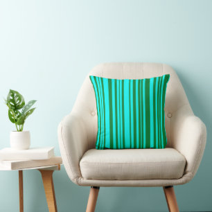 MAZIPOODLES Stripes Spaghetti Turquoise and Green Cushion