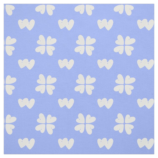 Mazipoodles White Hearts On Blue  Fabric (Swatch)