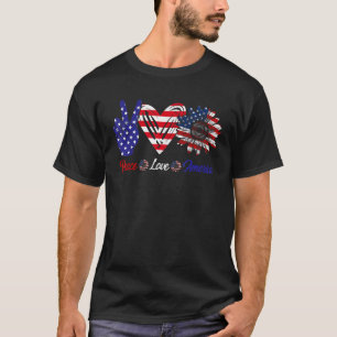 mb35 4th Of July Peace Love America Flag USA Men W T-Shirt