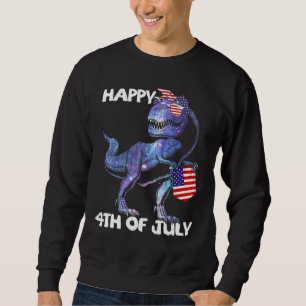 Mb35 Happy 4th July T-Rex Dinosaur Baby Toddler Bo Sweatshirt