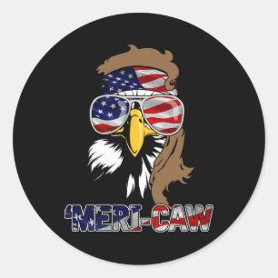 Mb35 Mullet Eagle meri-caw 4th Of July Independenc Classic Round Sticker