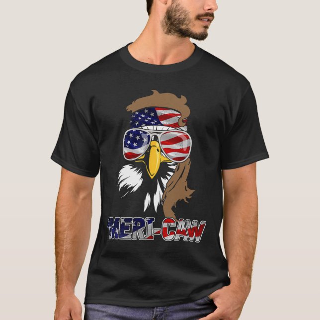 Mb35 Mullet Eagle meri-caw 4th Of July Independenc T-Shirt (Front)