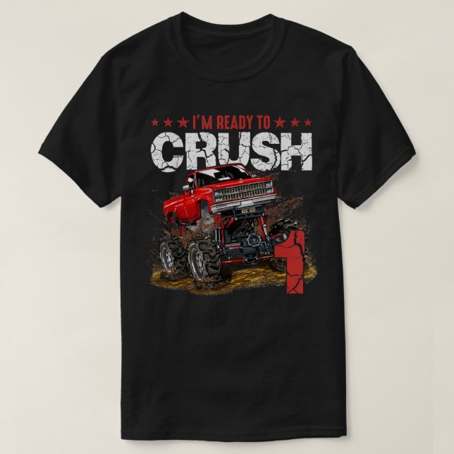 mb 1st Birthday I'm Ready Crush Monster Truck Boys T-Shirt (Design Front)
