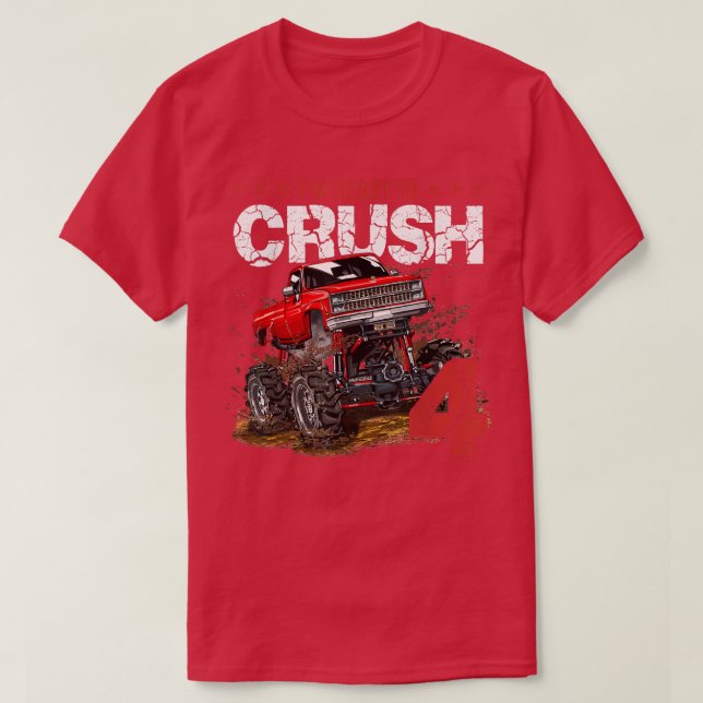 mb 4th Birthday I'm Ready Crush Monster Truck Boys T-Shirt (Design Front)