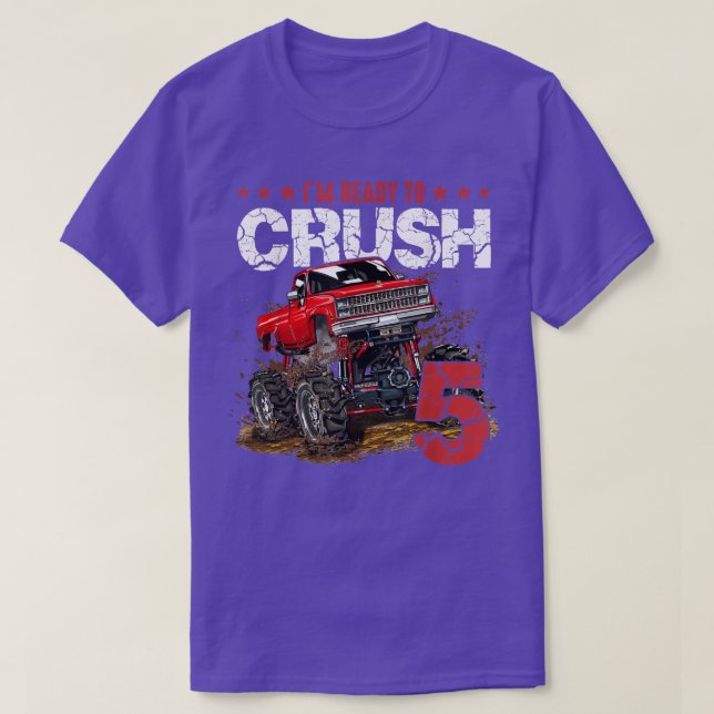 mb 5th Birthday I'm Ready Crush Monster Truck Boys T-Shirt (Design Front)