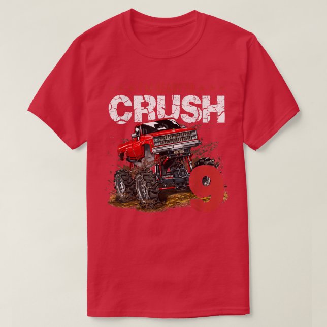 mb 9th Birthday I'm Ready Crush Monster Truck Boys T-Shirt (Design Front)
