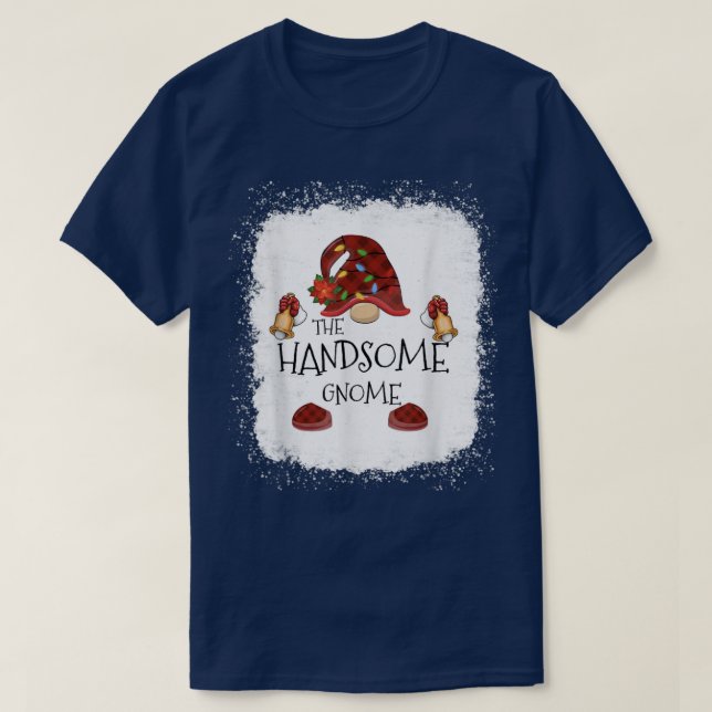 mb Handsome Gnome Buffalo Plaid Christmas Light Bl T-Shirt (Design Front)