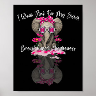 Mb I Wear Pink For My Sister Elephant Breast Cance Poster