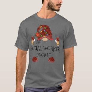 mb Social Worker Gnome Buffalo Plaid Christmas Lig T-Shirt