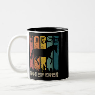 mb Vintage Horse Whisperer Funny Animal Raising Lo Two-Tone Coffee Mug