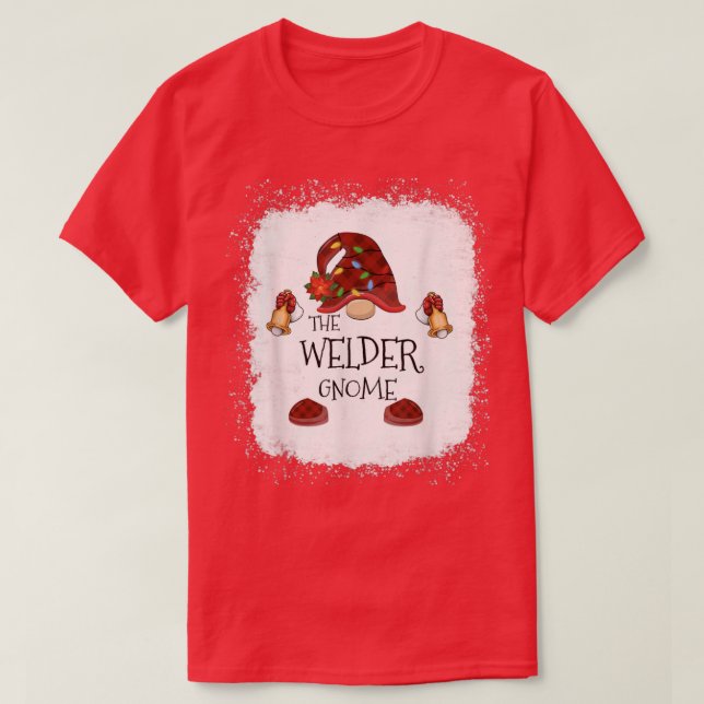 mb Welder Gnome Buffalo Plaid Christmas Light Blea T-Shirt (Design Front)