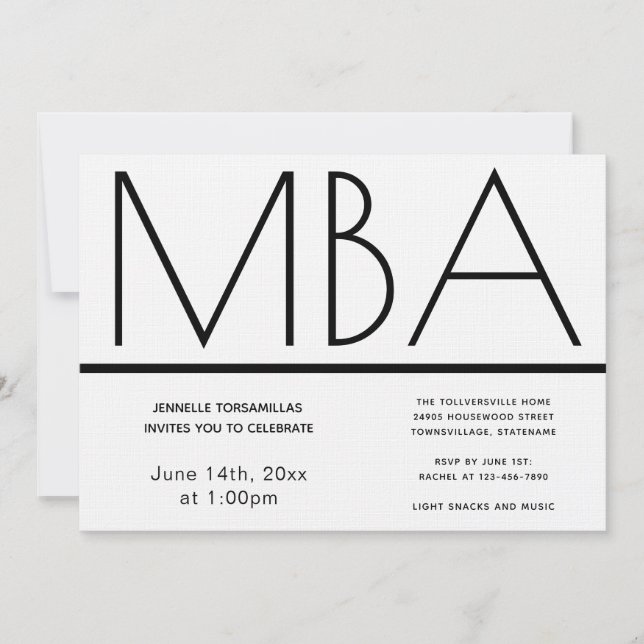 MBA degree Graduation Party Invitation (Front)