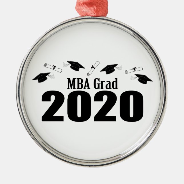 MBA Grad 2020 Caps And Diplomas (Black Metal Tree Decoration (Front)