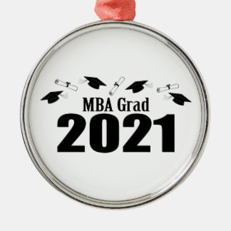 MBA Grad 2021 Caps And Diplomas (Black) Metal Tree Decoration