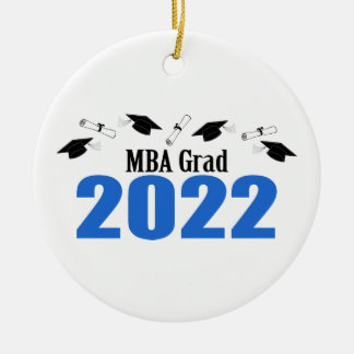 MBA Grad 2022 Caps And Diplomas (Blue) Ceramic Tree Decoration