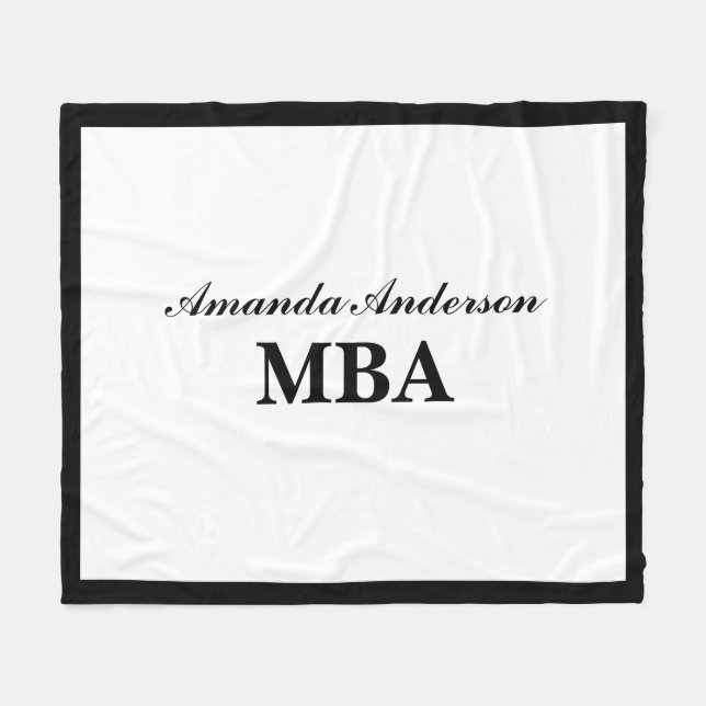 MBA Graduation Personalised Name Fleece Blanket (Front (Horizontal))