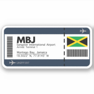 MBJ Jamaica Boarding Pass - Airport Ticket