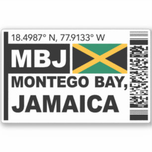 MBJ Montego Bay Boarding Pass - Jamaica Travel