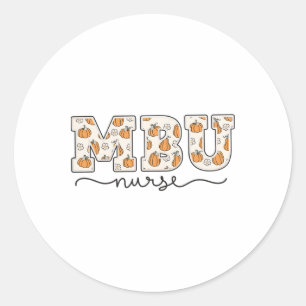Mbu Nurse Pumpkin Fall Mother  Classic Round Sticker