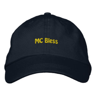 MC Bless Wishes Holiday Navy Stylish Elegant-Hat Embroidered Hat