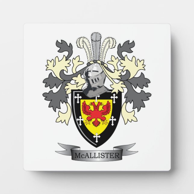 McAllister Family Crest Coat of Arms Plaque (Front)