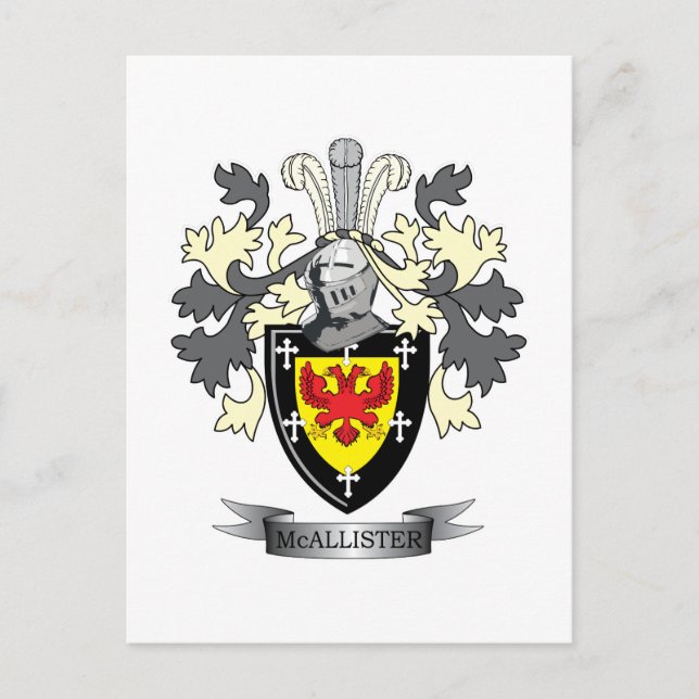 McAllister Family Crest Coat of Arms Postcard (Front)