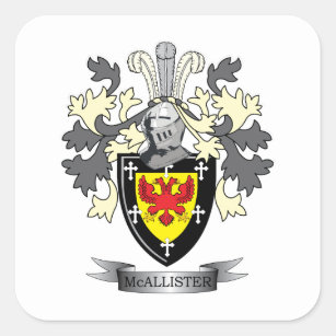 McAllister Family Crest Coat of Arms Square Sticker