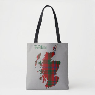 McAllister Tartan Scotland Map Tote Bag