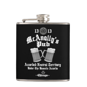 McAnally's Pub White Logo Hip Flask