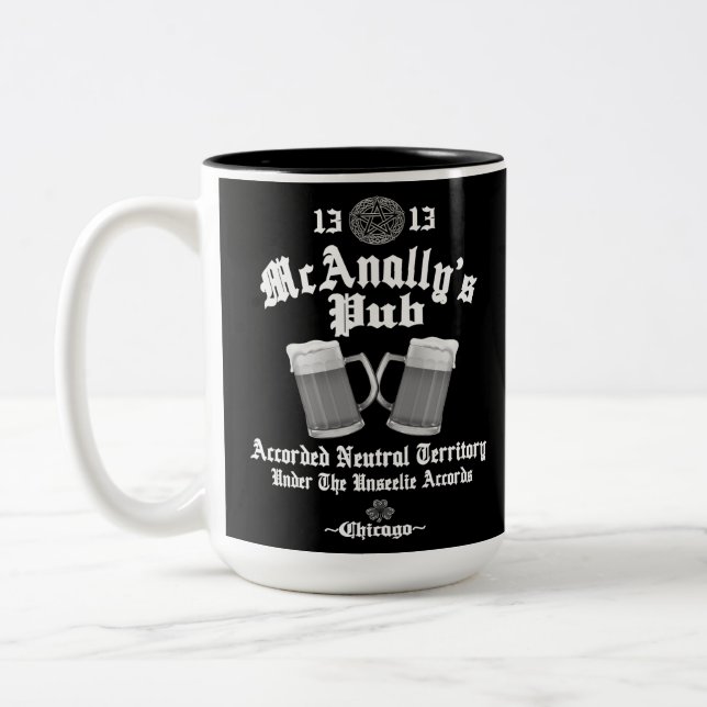 McAnally's Pub White Logo Two-Tone Coffee Mug (Left)