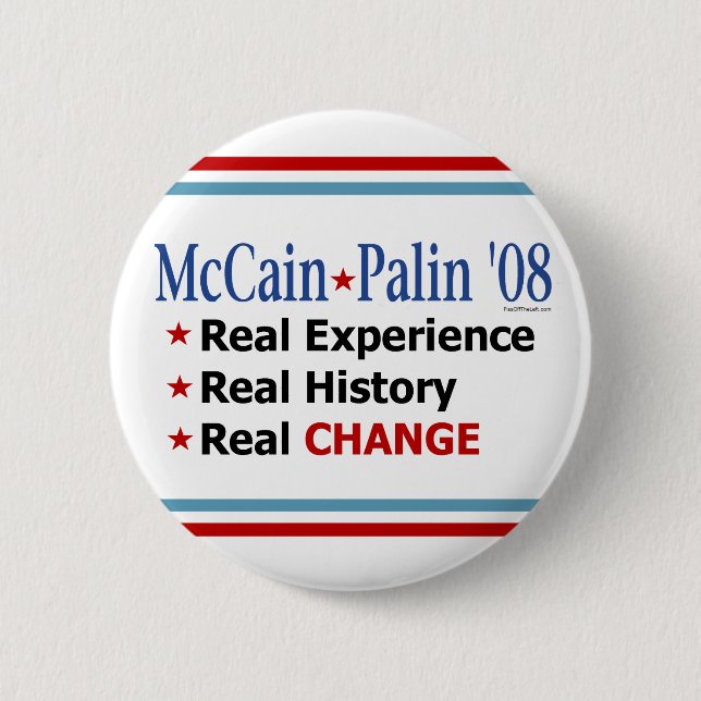 McCain Palin '08 Real Change Button (Front)