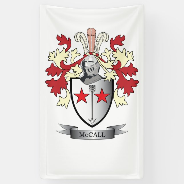 McCall Family Crest Coat of Arms Banner (Vertical)