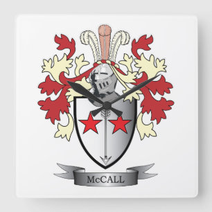 McCall Family Crest Coat of Arms Square Wall Clock