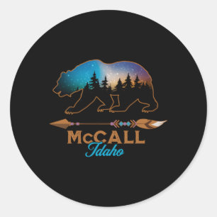 Mccall Idaho Bear Starry Night Sky Forest Novelty Classic Round Sticker