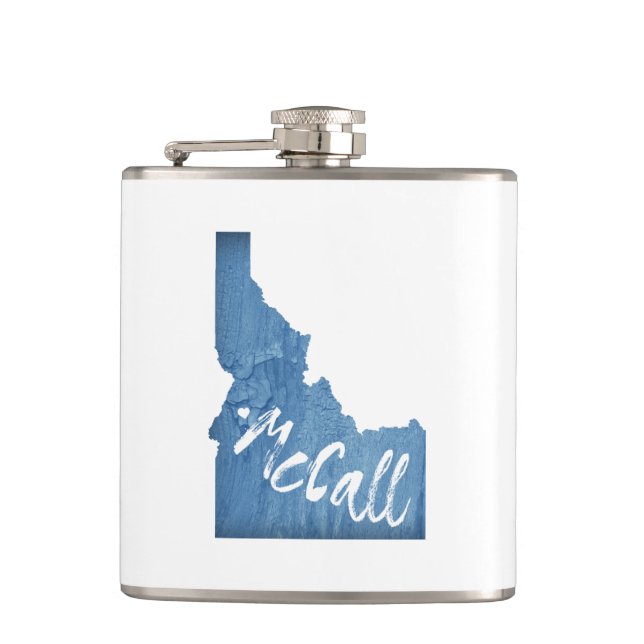 McCall Idaho Wood Grain Hip Flask (Front)