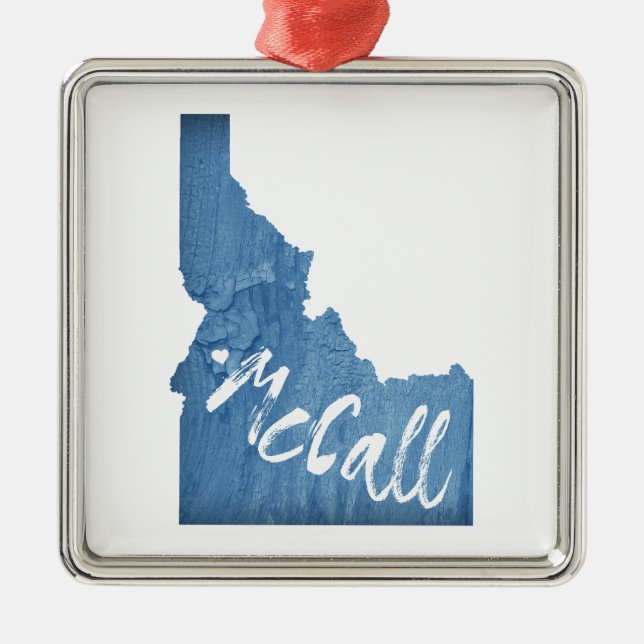McCall Idaho Wood Grain Metal Tree Decoration (Front)